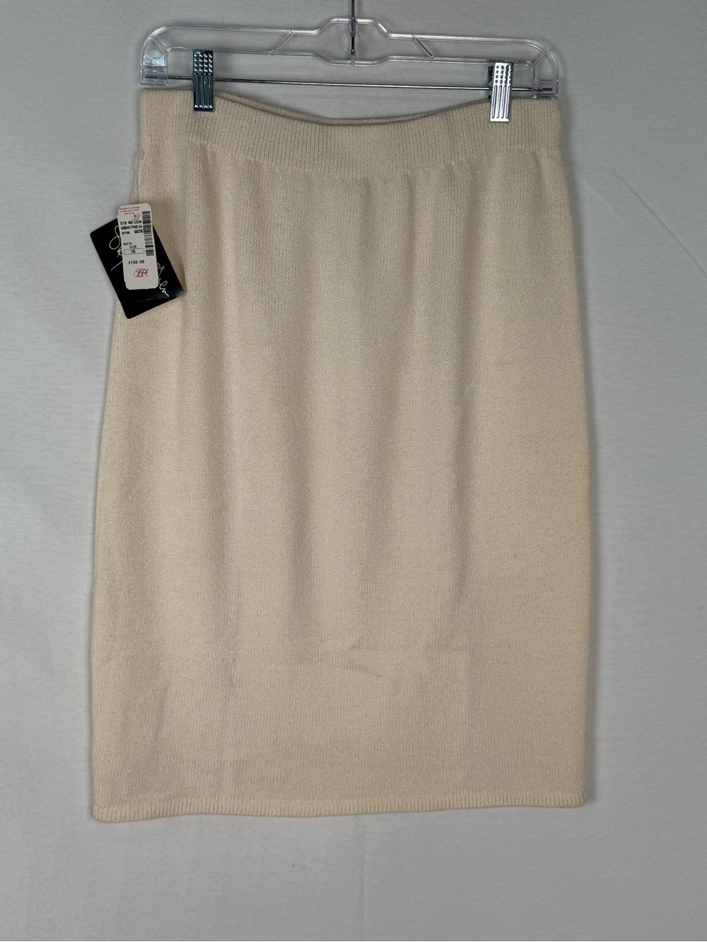 Rare Vintage NWT St. John Cream Knit Pencil Skirt - Classic Silhouette SAKS